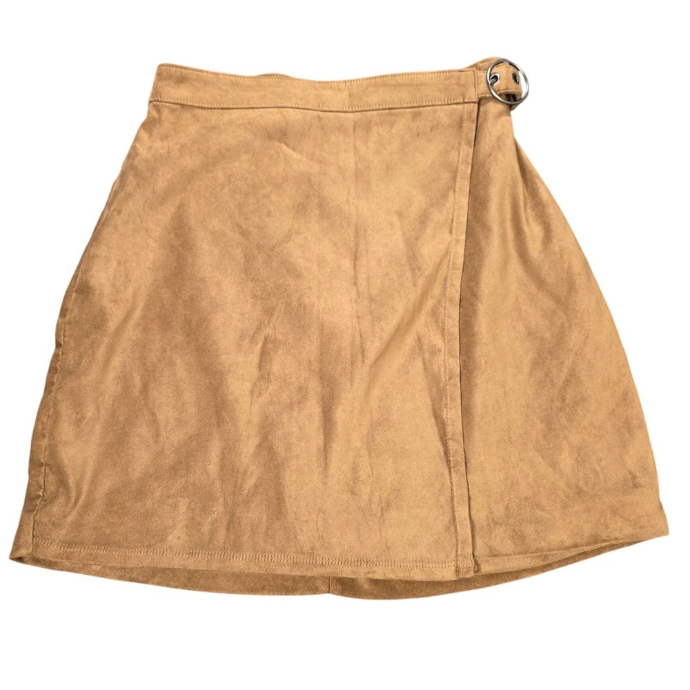 Hollister Ultra High-Rise‎ Faux Suede Wrap Mini Skirt Women's Size XS Brown Zip